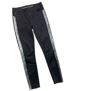 ARTICLES OF SOCIETY Womens Size 28 Sarah Skinny Jeans Bailey Black Silver Stripe